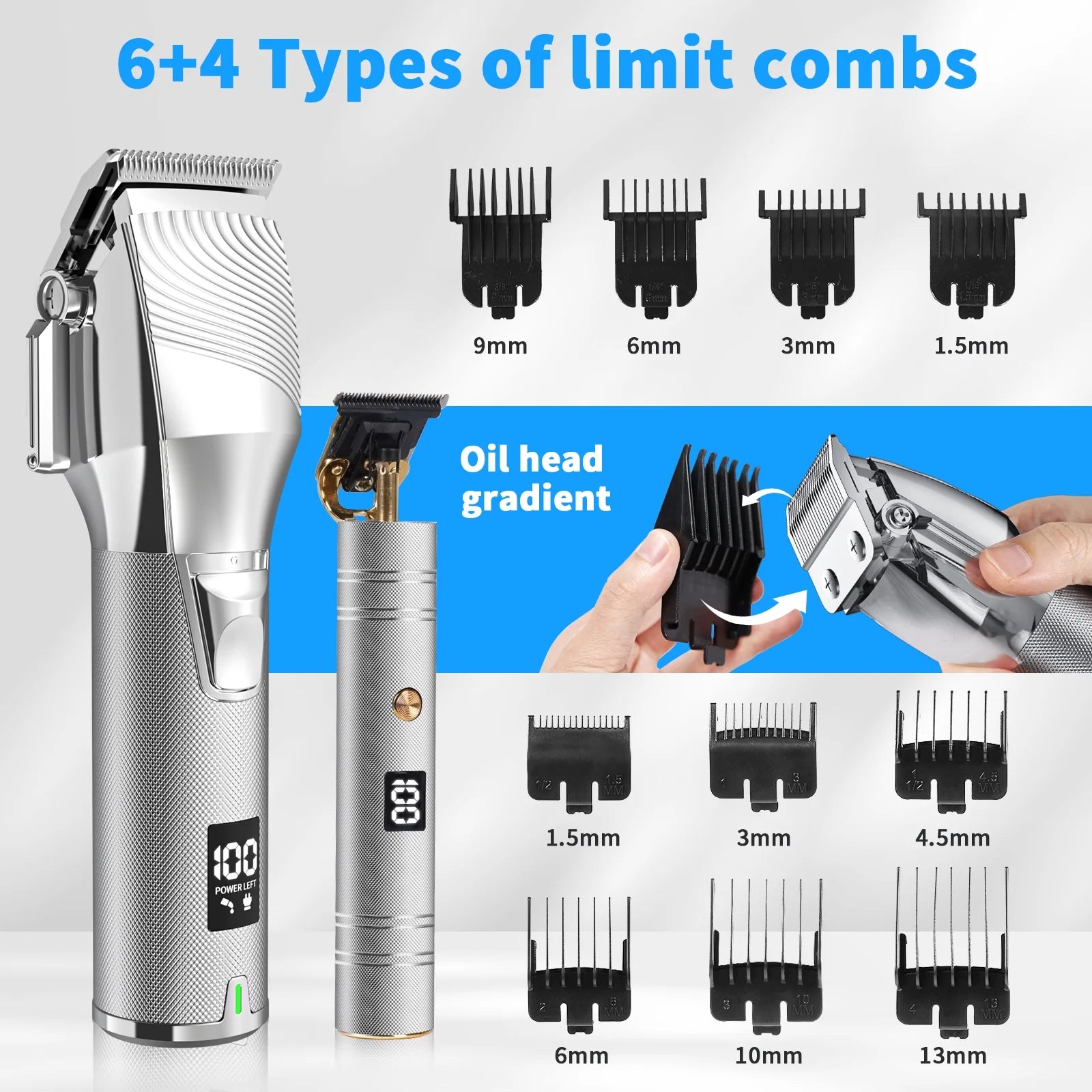 Hair Clippers,Cordless Beard Trimmer for Men,Lcd Display Hair Clippers and Trimmer Sets,Haircut Beauty Kit for Men