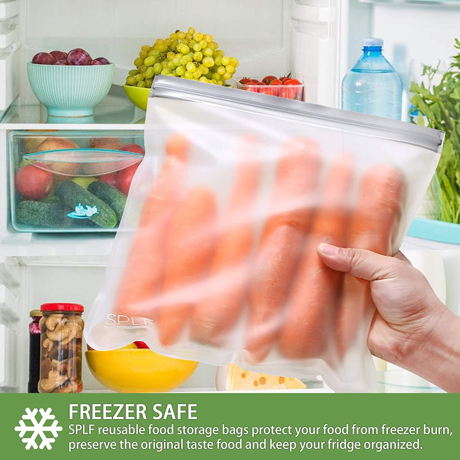 6 Pack Reusable Gallon Freezer Bags Dishwasher Safe, BPA FREE Reusable Food Storage Bags, Extra Thick Leakproof Silicone Free 1 Gallon Bags for Marinate Meat, Cereal, Sandwich, Snack, Travel Item