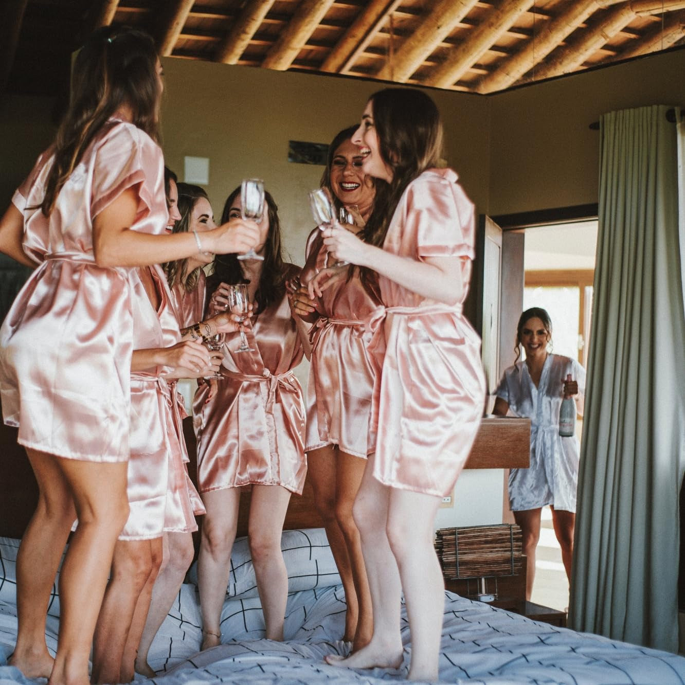 Bridesmaid Scrunchies Proposal Gifts 4.1Inch Square Hair Claws Bachelorette Hair Clip Heart Sunglasses Girls Gift for Wedding Party Favors (36Pcs Dusty Blue)