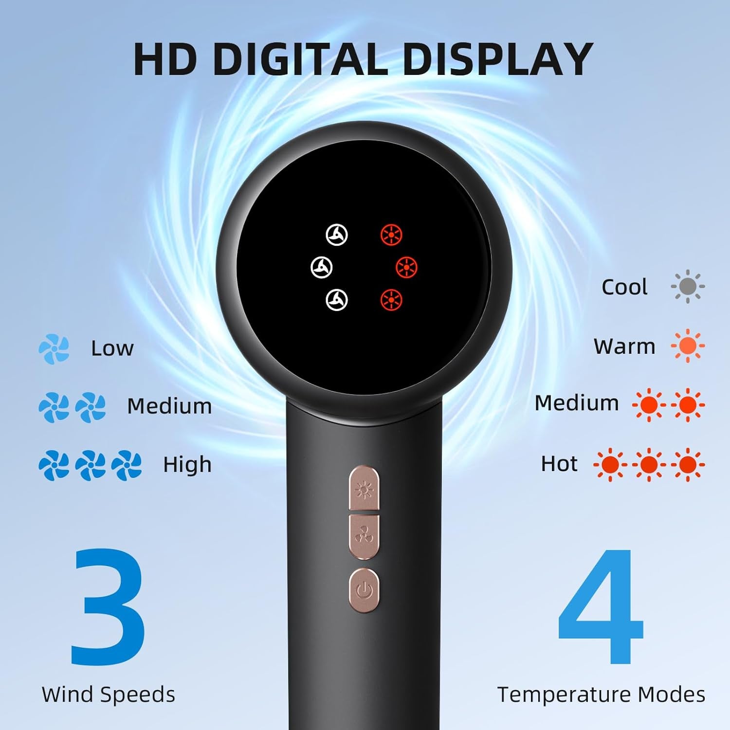 Hair Dryer, 160000RPM Fast Drying Blow Dryer, 500 Millions Negative Ionic High Speed Hair Dryer Professional Care Hair Dryer, Thermo-Control Low Noise with Magnetic Nozzle & Diffuser, Gray