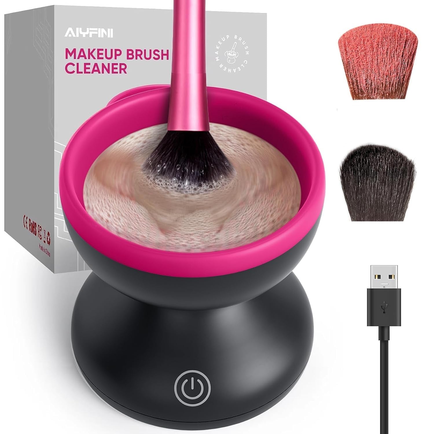 Electric Makeup Brush Cleaner Machine - Portable Automatic USB Cosmetic Brushes Cleaner Cleanser Tool for All Size Beauty Makeup Brush Set, Liquid Foundation, Contour, Eyeshadow, Blush Brush