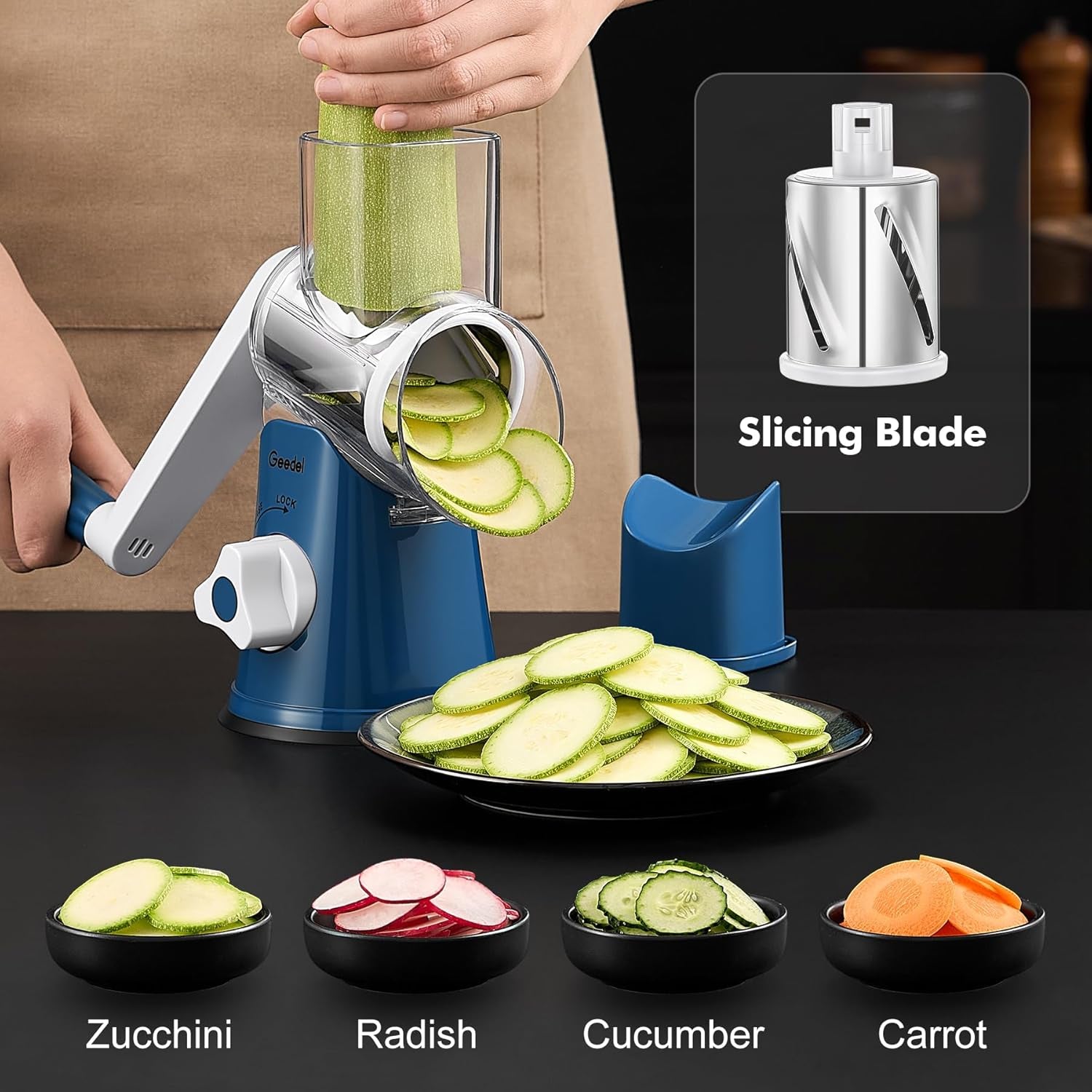 Rotary Cheese Grater Hand Crank, Cheese Shredder Vegetable Slicer