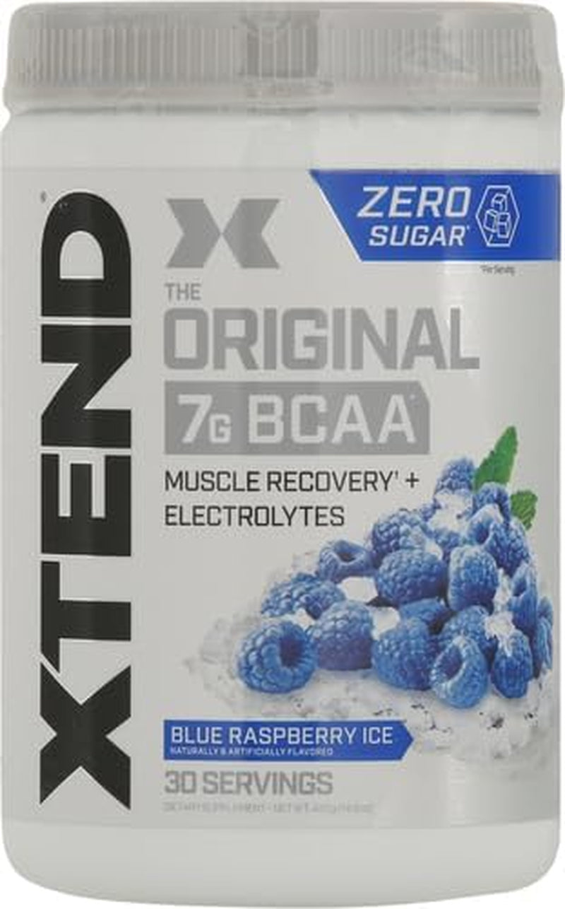 Original BCAA Powder Blue Raspberry Ice, Sugar Free Post Workout Muscle Recovery Drink with Amino Acids for Men & Women