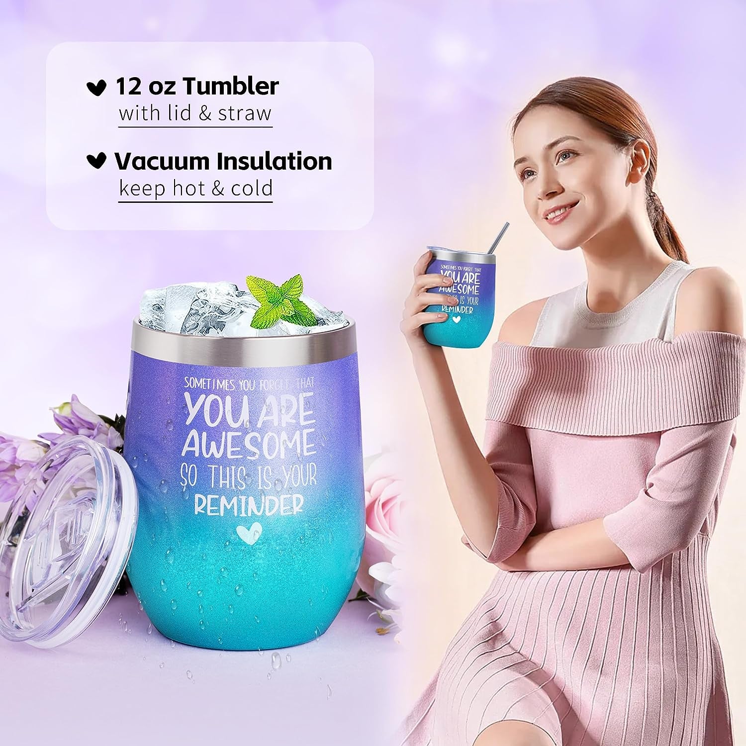 Gifts for Women, Christmas Gifts Basket for Woman Birthday Wine Tumbler Self Care Package Gift for Mom, Bestie, Her, Sister, Wife, Auntie Thank You Gift for Women Teacher Appreciation