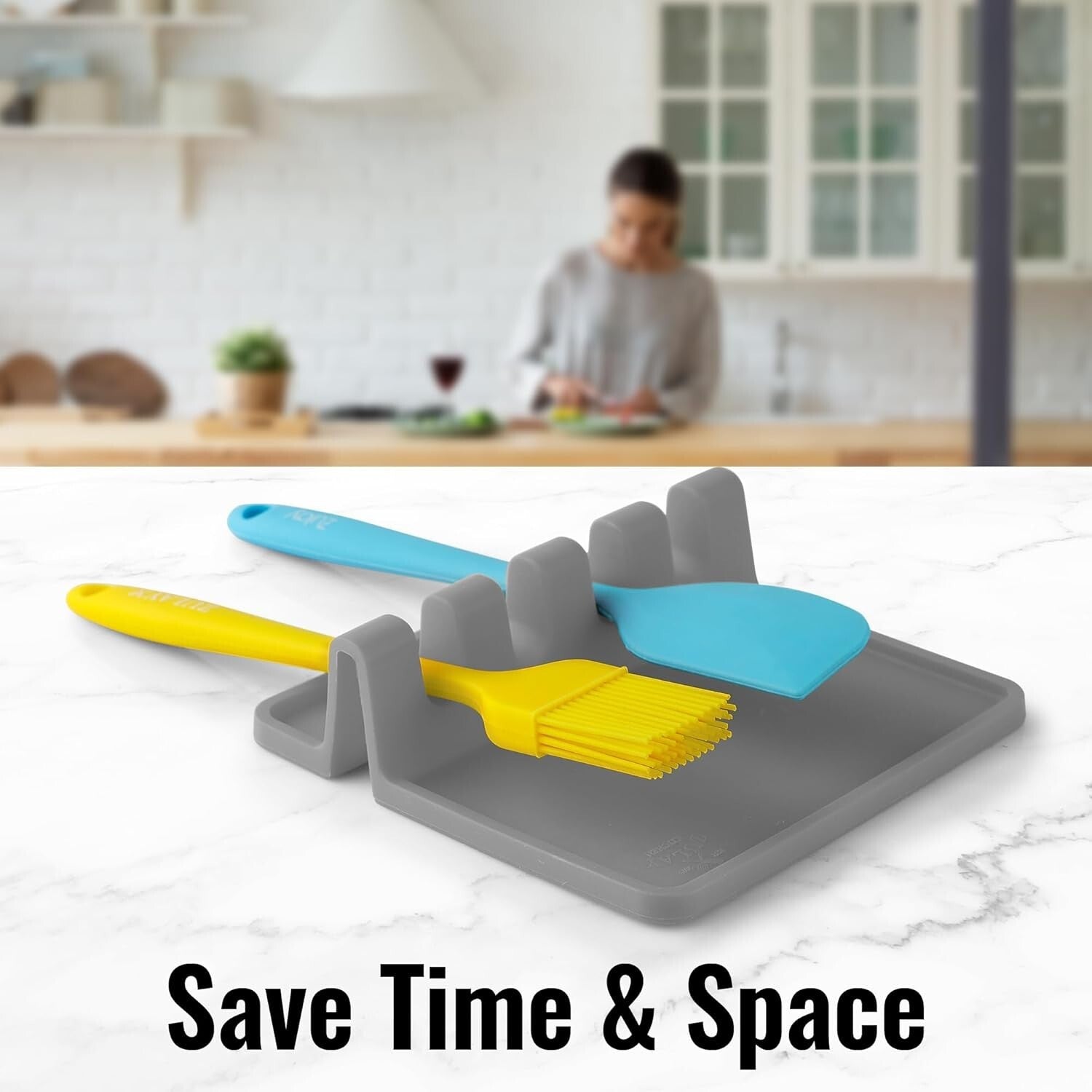Silicone Utensil Rest - Bpa-Free, Durable Spoon Rest with Drip Pad - Heat-Resist