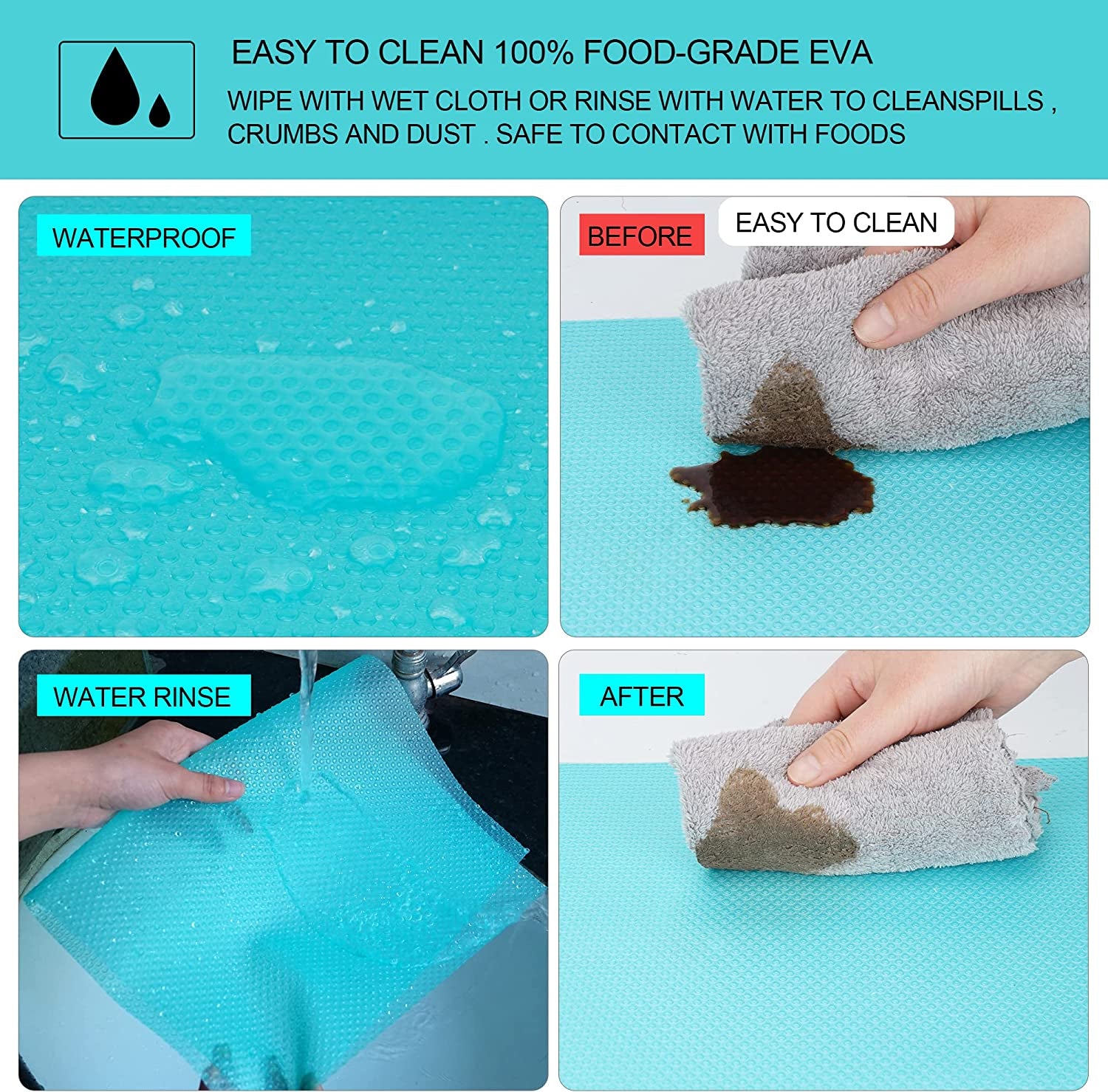 16 Pcs Refrigerator Liners Mats Washable, Refrigerator Mats Liner Waterproof Oilproof, Fridge Liners for Shelves, Cover Pads for Freezer Glass Shelf Cupboard Cabinet Drawer (4 Color Mixed)