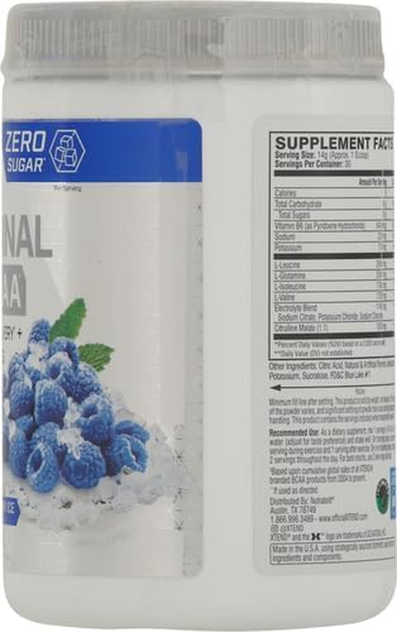 Original BCAA Powder Blue Raspberry Ice, Sugar Free Post Workout Muscle Recovery Drink with Amino Acids for Men & Women