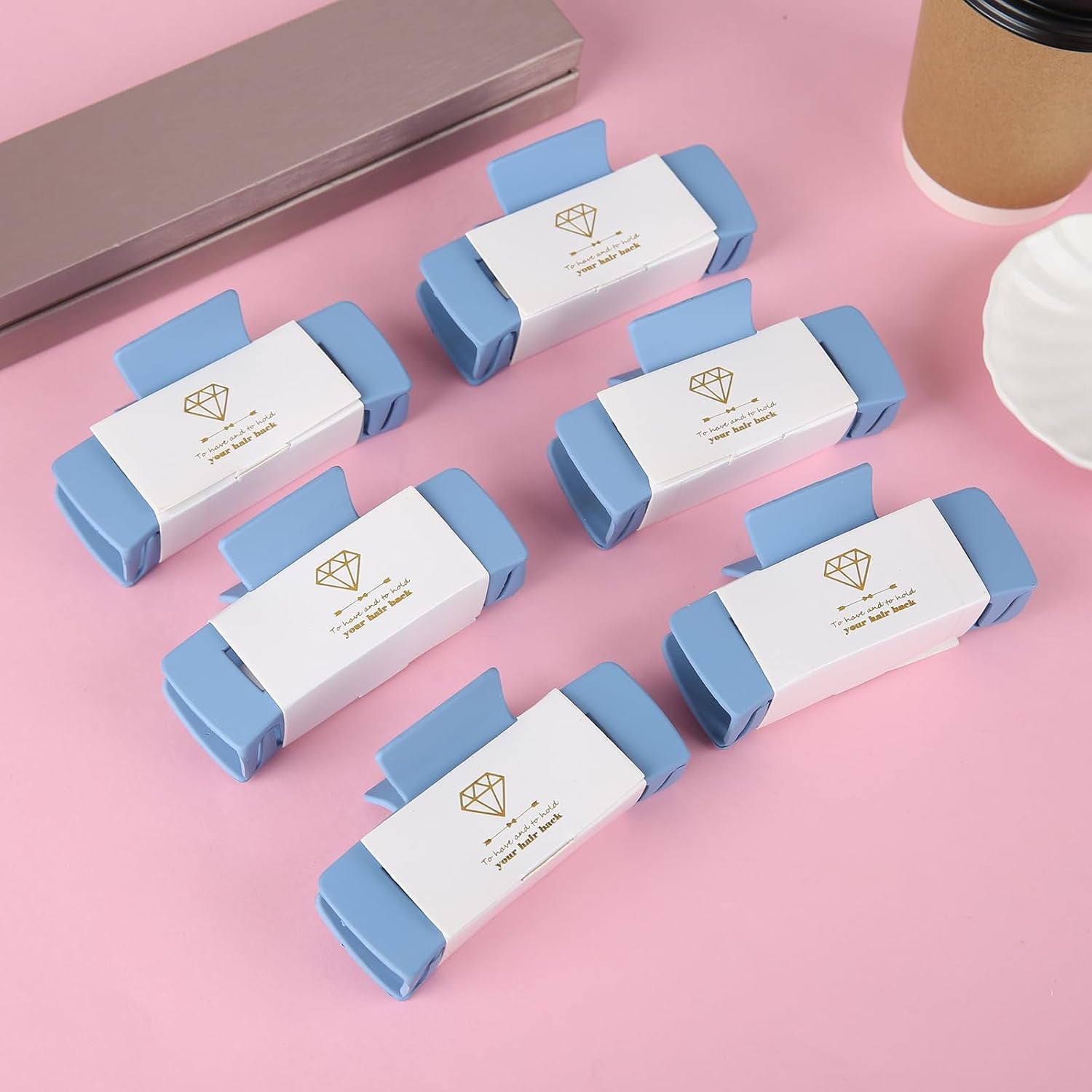 Bridesmaid Scrunchies Proposal Gifts 4.1Inch Square Hair Claws Bachelorette Hair Clip Heart Sunglasses Girls Gift for Wedding Party Favors (36Pcs Dusty Blue)