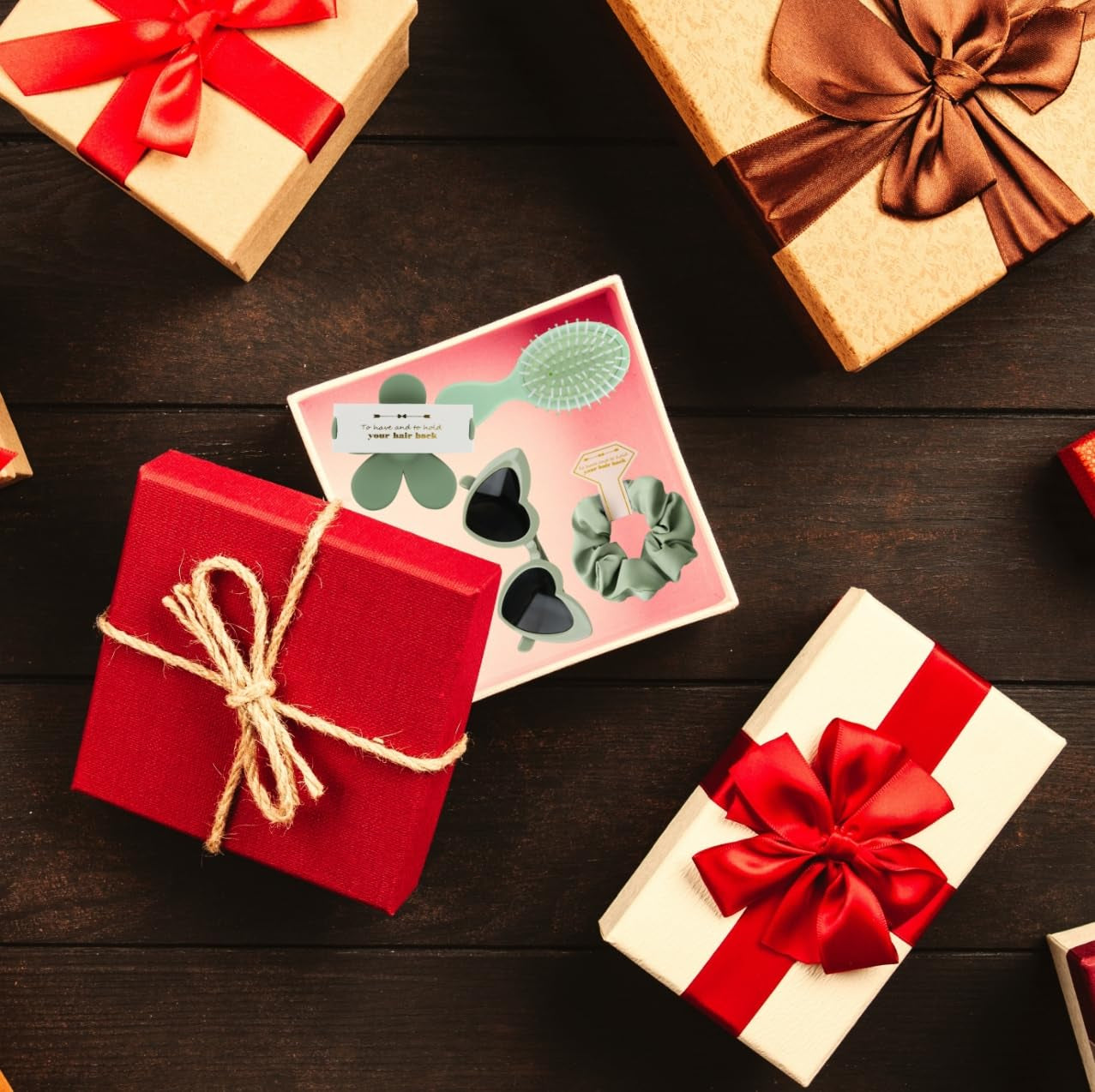 Bridesmaid Scrunchies Proposal Gifts 4.1Inch Square Hair Claws Bachelorette Hair Clip Heart Sunglasses Girls Gift for Wedding Party Favors (36Pcs Dusty Blue)