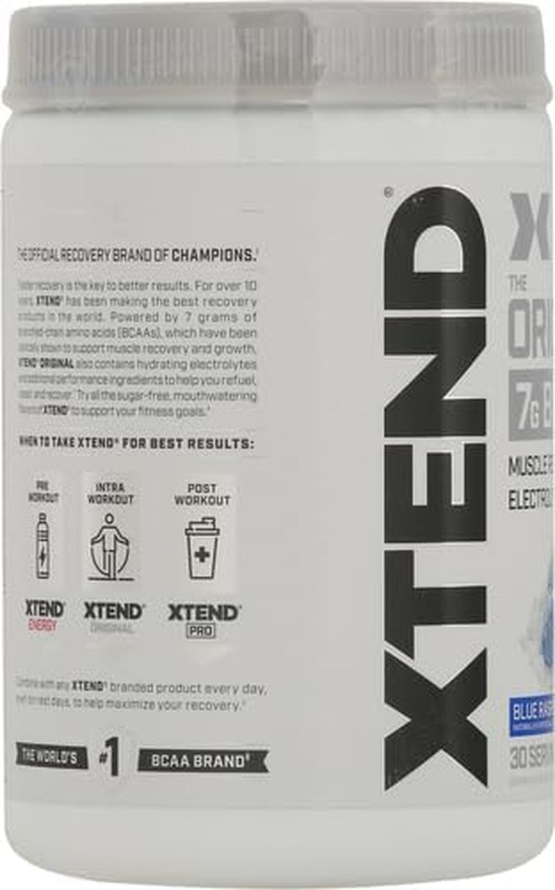 Original BCAA Powder Blue Raspberry Ice, Sugar Free Post Workout Muscle Recovery Drink with Amino Acids for Men & Women