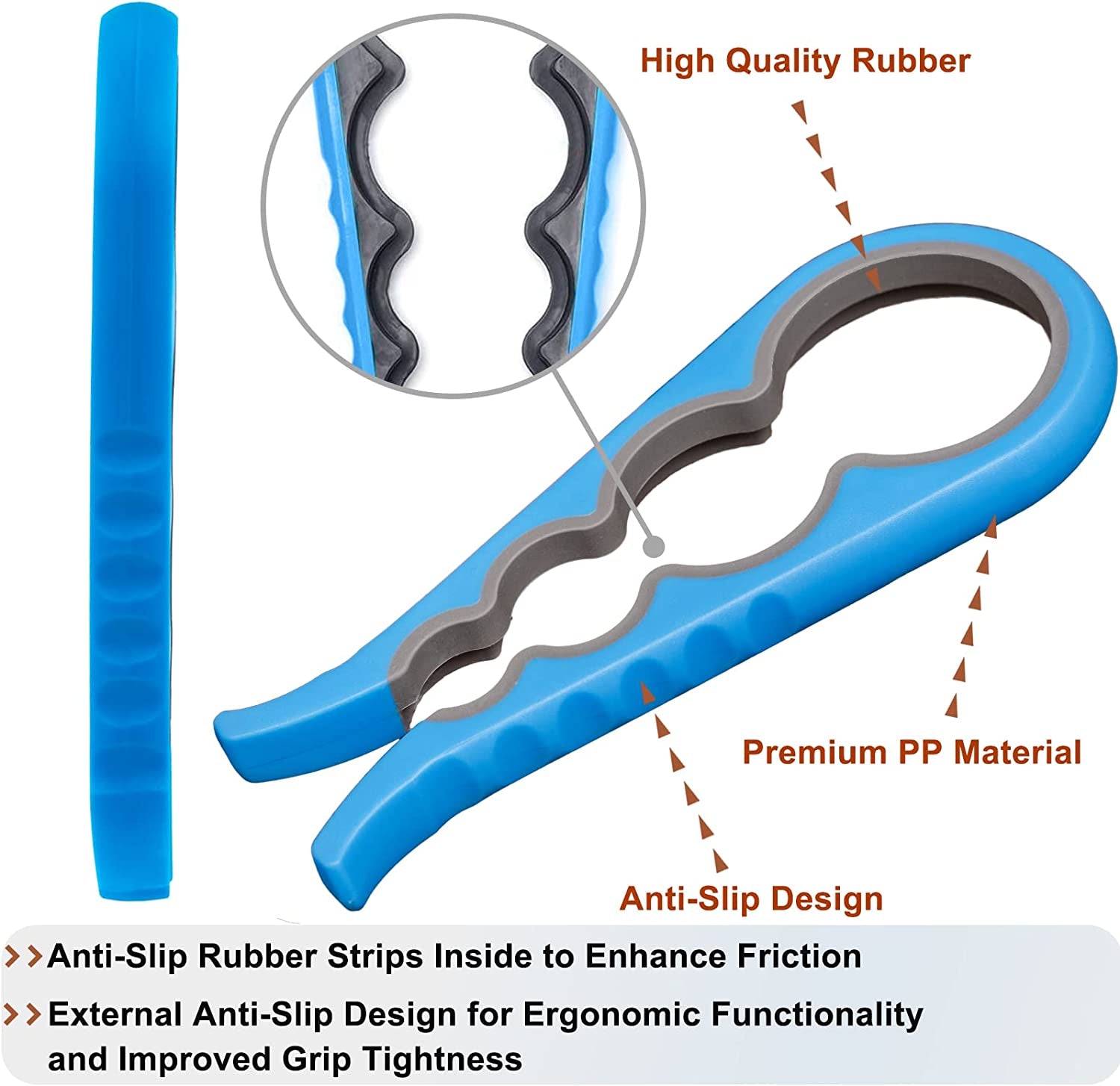 Anti-Skid Jar Opener Jar Lid Remover Rubber Can Opener Kitchen Grippers to Remove Stubborn Lids, Caps and Bottles Great Kitchen Gadgets for Small Hands or Seniors,Blue