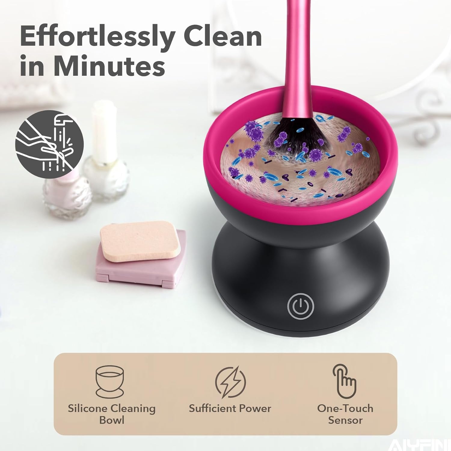 Electric Makeup Brush Cleaner Machine - Portable Automatic USB Cosmetic Brushes Cleaner Cleanser Tool for All Size Beauty Makeup Brush Set, Liquid Foundation, Contour, Eyeshadow, Blush Brush
