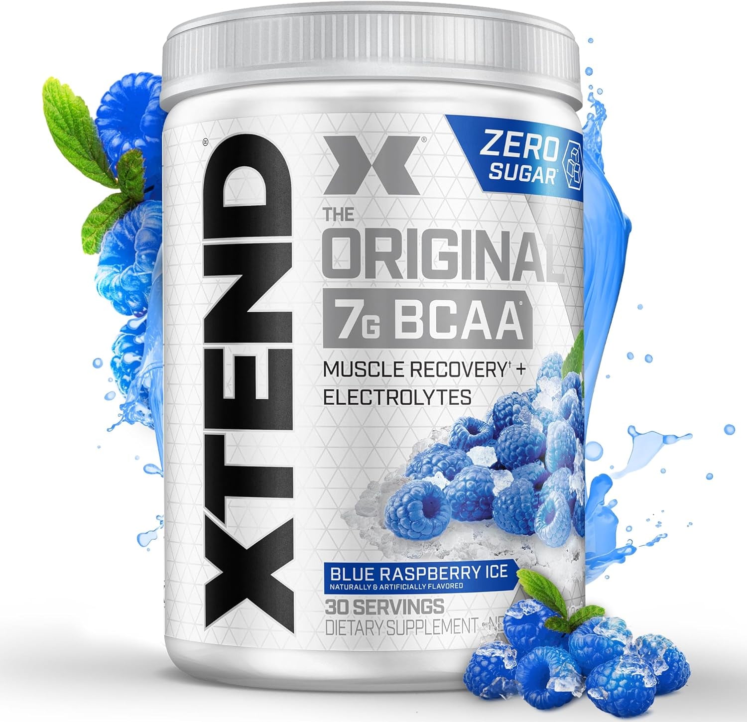 Original BCAA Powder Blue Raspberry Ice, Sugar Free Post Workout Muscle Recovery Drink with Amino Acids for Men & Women
