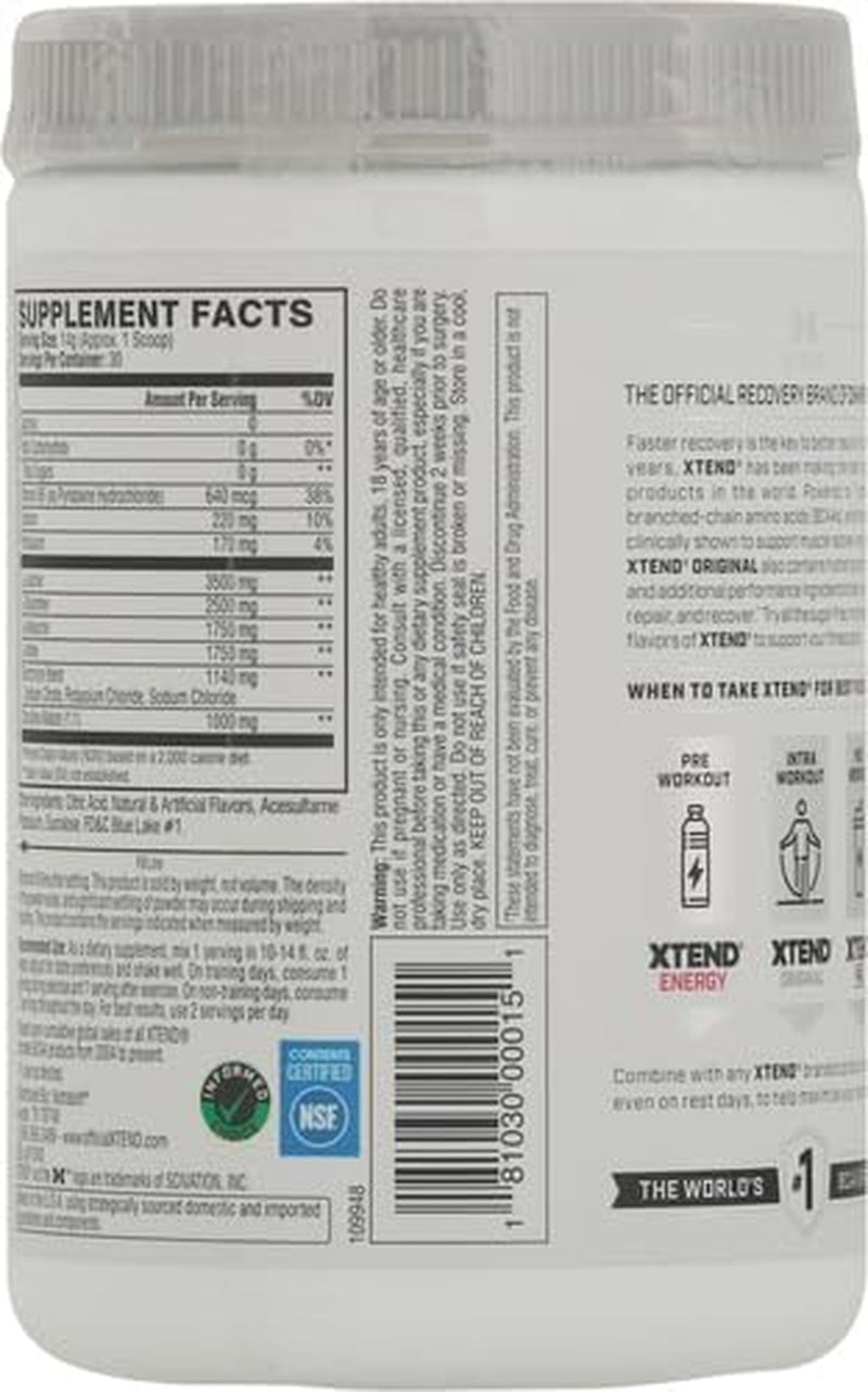Original BCAA Powder Blue Raspberry Ice, Sugar Free Post Workout Muscle Recovery Drink with Amino Acids for Men & Women
