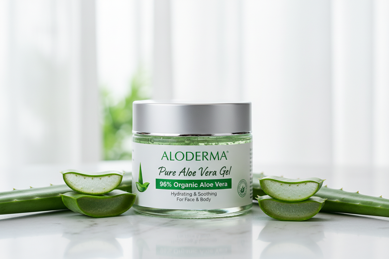 The gel needs to say aloderma pure aloe vera gel 96% organic aloe vera