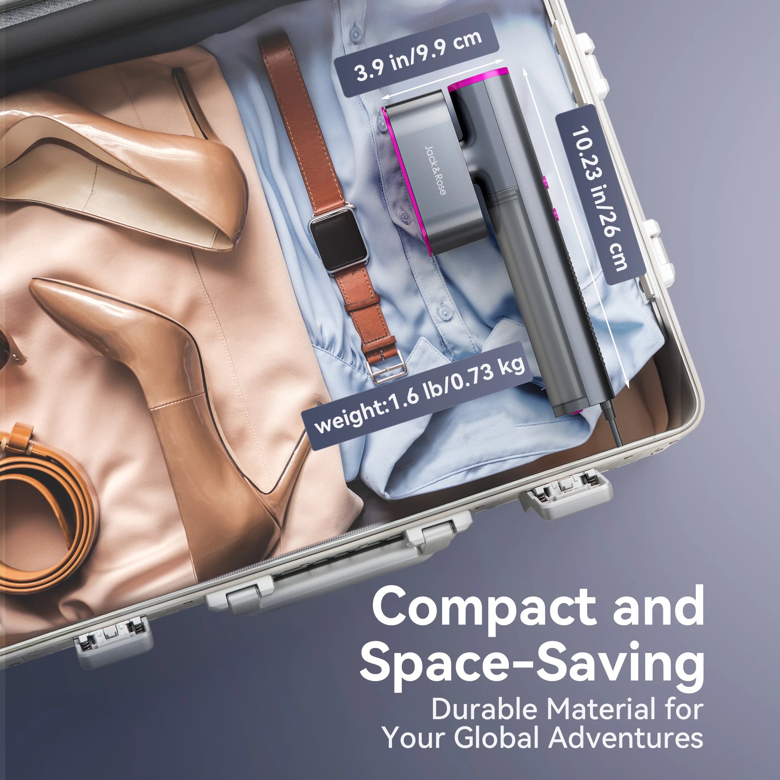 Travel Steamer for Clothes, 100-240V Portable Steamer,15S Heat Up, Steamer ＆ Iron 2 in 1, Travel Size Garment Steamer, Large Ceramic Heat Panel, for Global &amp; European Traveling, Purple