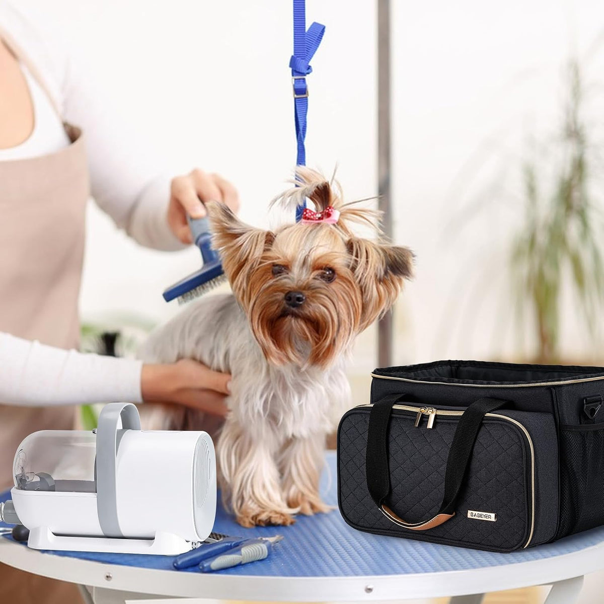 Dog Grooming Vacuum Bag, Pet Grooming Kit Bag Perfect for Dog Hair Vacuum &amp; Grooming Tool Kit Accessories- Black