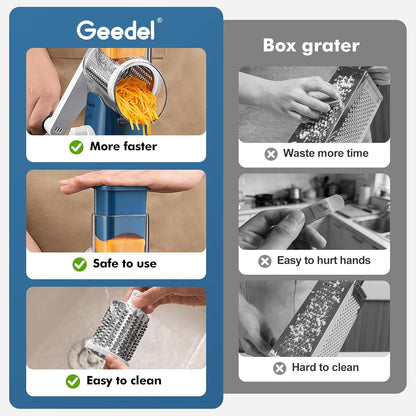 Rotary Cheese Grater Hand Crank, Cheese Shredder Vegetable Slicer