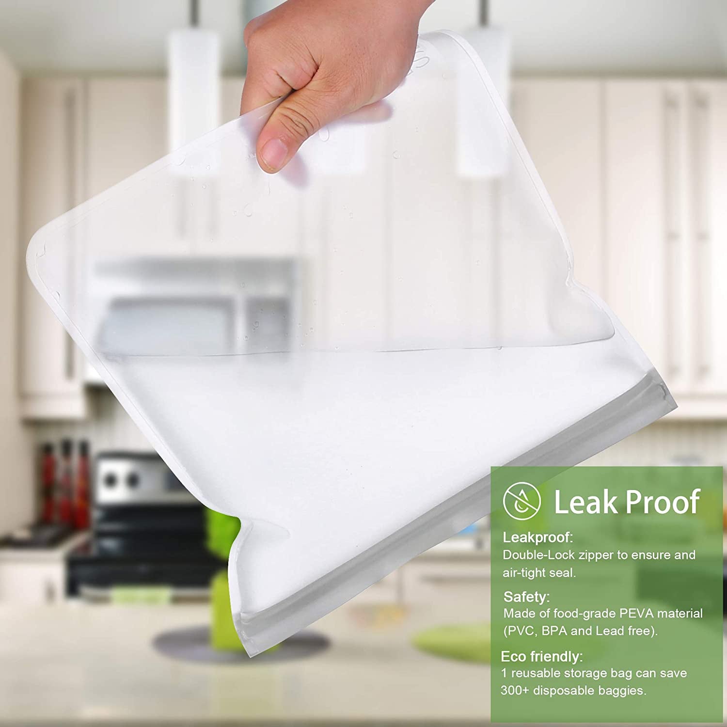 6 Pack Reusable Gallon Freezer Bags Dishwasher Safe, BPA FREE Reusable Food Storage Bags, Extra Thick Leakproof Silicone Free 1 Gallon Bags for Marinate Meat, Cereal, Sandwich, Snack, Travel Item