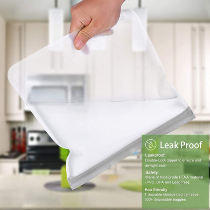 6 Pack Reusable Gallon Freezer Bags Dishwasher Safe, BPA FREE Reusable Food Storage Bags, Extra Thick Leakproof Silicone Free 1 Gallon Bags for Marinate Meat, Cereal, Sandwich, Snack, Travel Item
