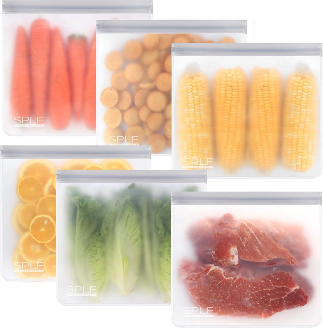 6 Pack Reusable Gallon Freezer Bags Dishwasher Safe, BPA FREE Reusable Food Storage Bags, Extra Thick Leakproof Silicone Free 1 Gallon Bags for Marinate Meat, Cereal, Sandwich, Snack, Travel Item