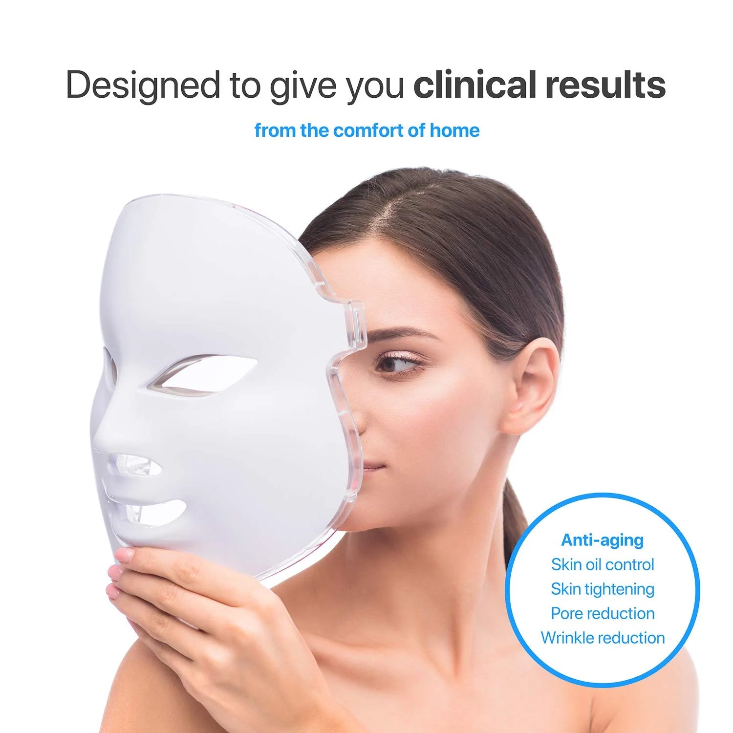 Luma Mask LED Light Therapy Face Mask, 7 Color Modes, Timer &amp; Remote Control, Anti-Aging Skin Treatment for All Skin Types