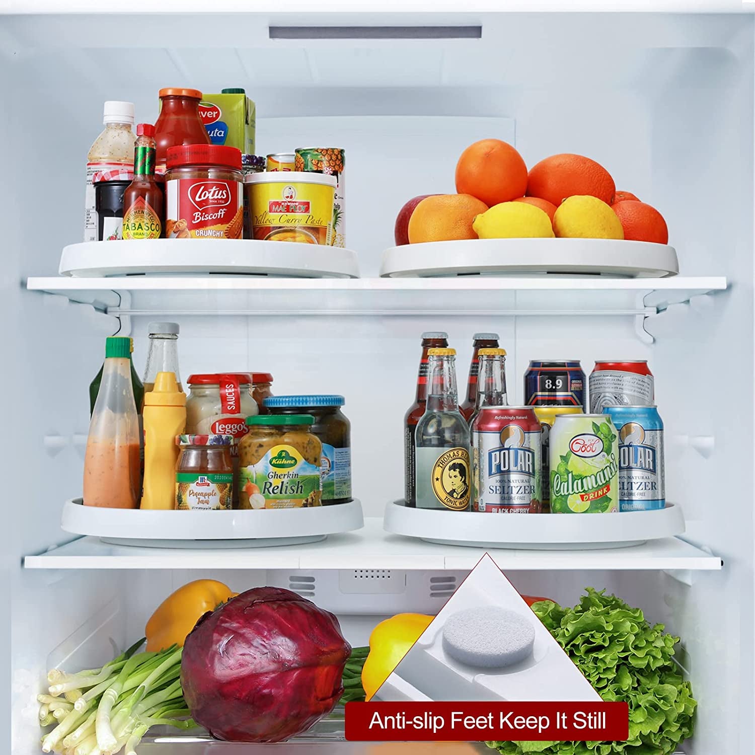 Set of 4, 10 Inch Non-Skid Lazy Susan Organizers - Turntable Rack for Cabinet, Pantry Organization and Storage, Kitchen, Fridge, Bathroom Makeup Vanity Countertop, under Sink Organizing, Spice Rack