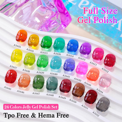 28Pcs 0.5Oz Gel Nail Polish Set Same Color Same Bottle Gel Polish Kit Nail Art Manicure Salon DIY at Home for Women (Neon Jelly Sheer Collection-T24-11)