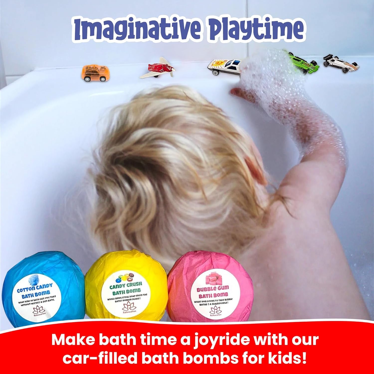 3 Bath Bombs for Kids with Big Cars inside - Surprise Bath Bombs with Collectible Cars Toys inside | Cars, Trucks, Airplane | Gift for Toddlers, Girls, Boys, Teens - Handmade in the USA