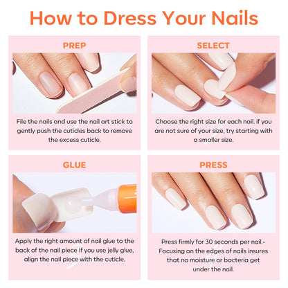 Green Press on Nails, Spring Easter Short Square Fake Nails, Summer Spring Reusable Nail Kit with Nail Glue Adhesive Tabs Mini Nail File, Nails Press Ons 32Pcs16 Sizes, Women Girl Gift