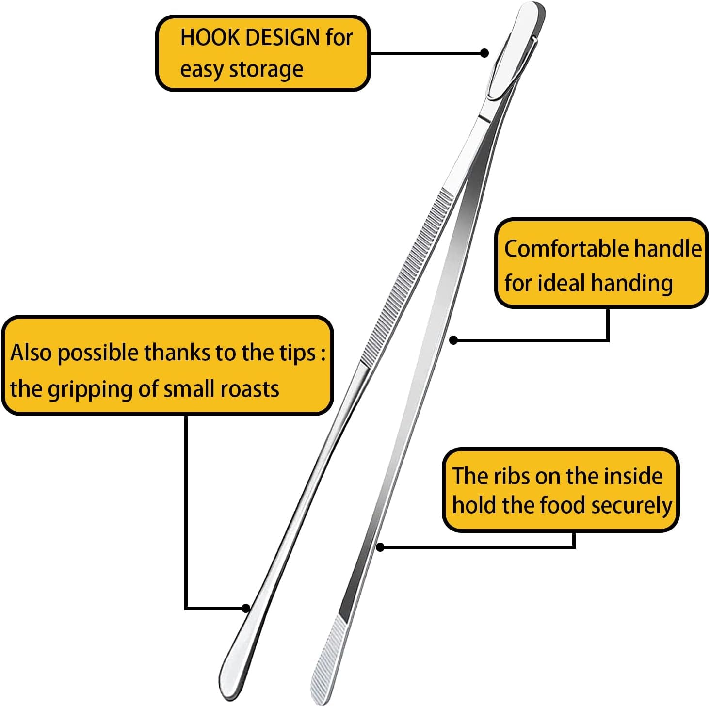 12-Inch Fine Tweezer Tongs Long Cooking Tweezer Stainless Steel Kitchen Tweezers