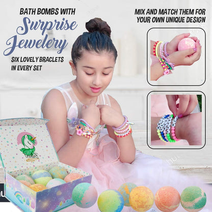 Bath Bombs for Kids with Surprise Inside, Unicorn Bath Bombs for Girls with Jewelry &amp; Jewelry Box for Kids - Organic, Skin Moisturizing, Natural Bubble Bath, Birthday Gifts for Girls