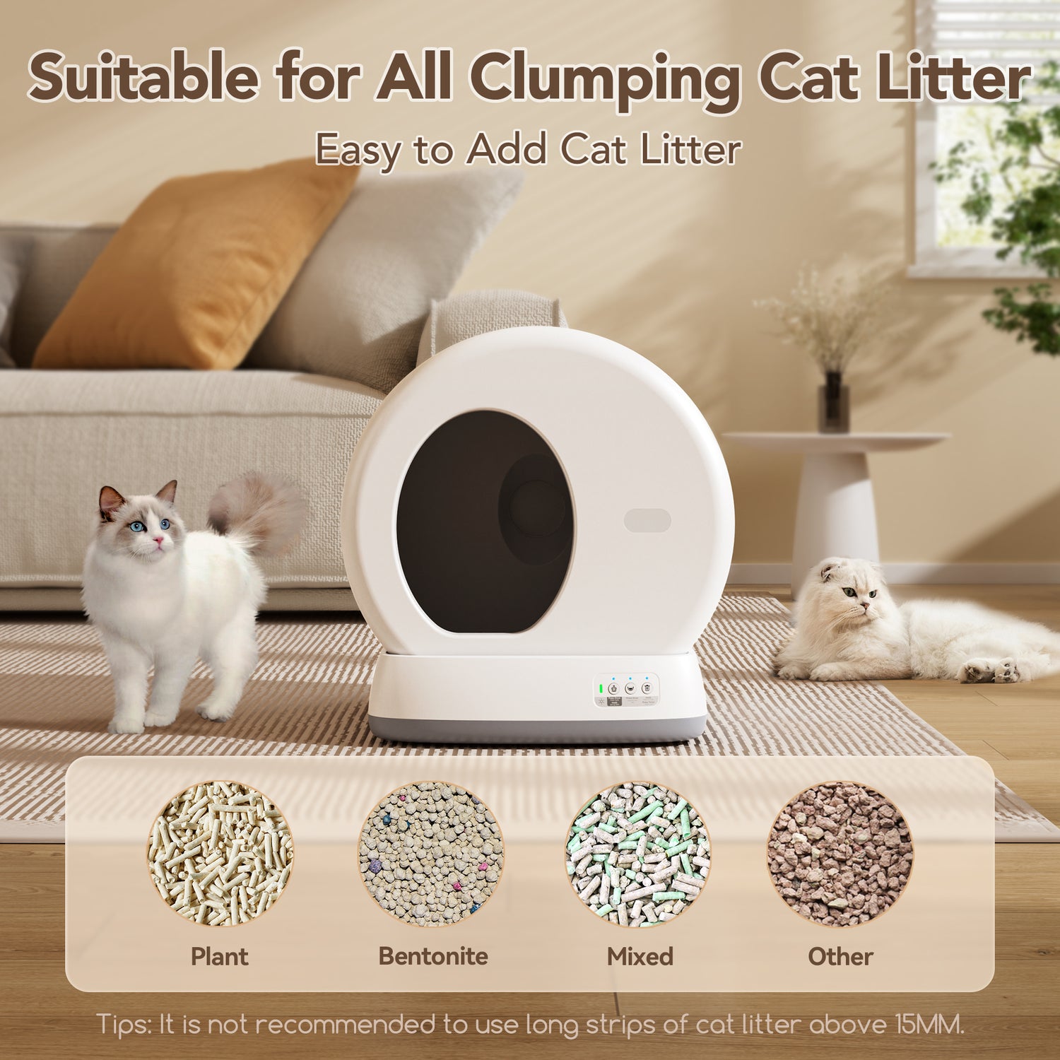 Self-Cleaning Cat Litter Box, Automatic Cat Litter Box with APP Control, Safety Sensors, Odor Isolation &amp; Health Monitoring