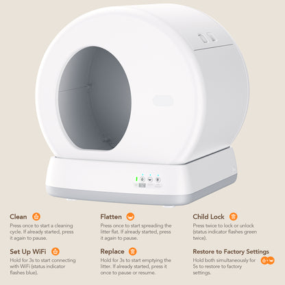 Self-Cleaning Cat Litter Box, Automatic Cat Litter Box with APP Control, Safety Sensors, Odor Isolation &amp; Health Monitoring