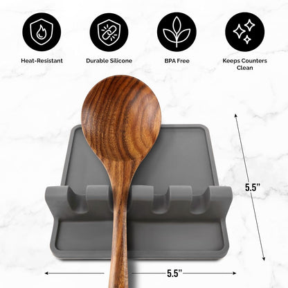 Silicone Utensil Rest - Bpa-Free, Durable Spoon Rest with Drip Pad - Heat-Resist