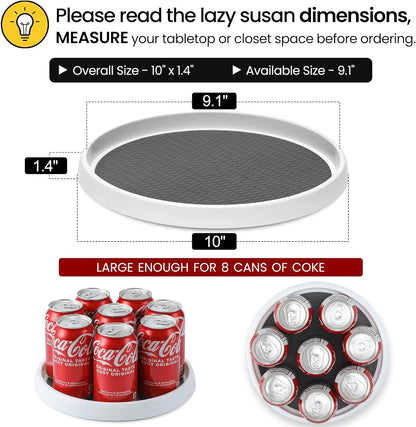 Set of 4, 10 Inch Non-Skid Lazy Susan Organizers - Turntable Rack for Cabinet, Pantry Organization and Storage, Kitchen, Fridge, Bathroom Makeup Vanity Countertop, under Sink Organizing, Spice Rack