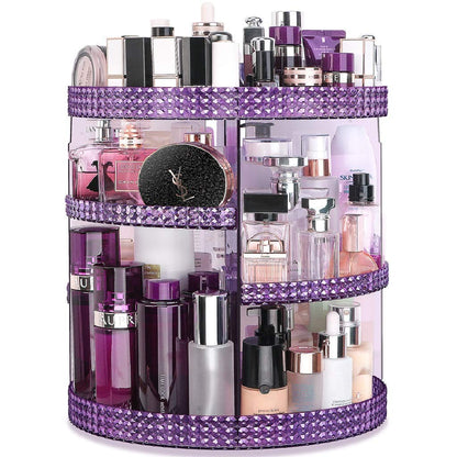 Makeup Organizer 360-Degree Rotating, Adjustable Makeup Storage, 7 Layers Large Capacity Cosmetic Storage Unit, Fits Different Types of Cosmetics and Accessories, plus Size(Purple)