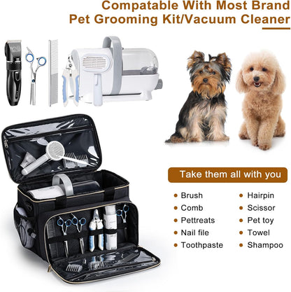 Dog Grooming Vacuum Bag, Pet Grooming Kit Bag Perfect for Dog Hair Vacuum &amp; Grooming Tool Kit Accessories- Black