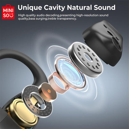 M98 Open Ear Headphone Earbuds Open Ear Bluetooth 5.4 Headphones with LED Display Screen OWS Earphones Wireless Earbuds with Earhooks Bluetooth Earbuds for Running,Driving,Working(No AI)