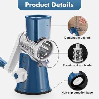 Rotary Cheese Grater Hand Crank, Cheese Shredder Vegetable Slicer