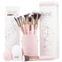 Beauty 15Piece Award Winning Pink Makeup Brushes: Pink Makeup Brush Set with Case, Makeup Sponge, Brush Cleaner, Guide, Gift Box