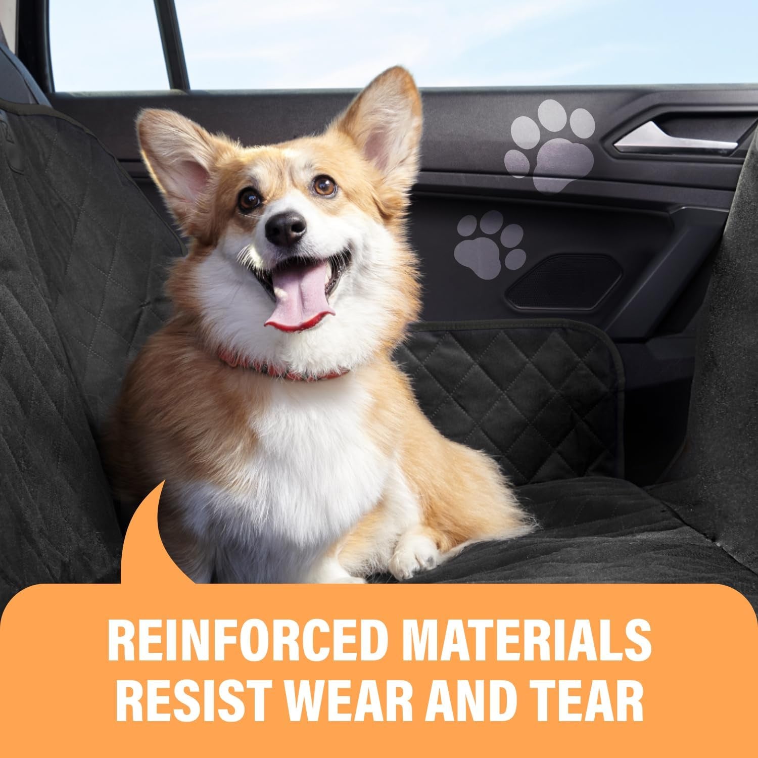 Black Standard Dog Car Hammock Back Seat Cover, Waterproof Backseat Cover Protector for Truck Bench Rear of Sedans or Suvs, Essential Pet Supplies Vacuum or Wipe Clean, Machine Washable