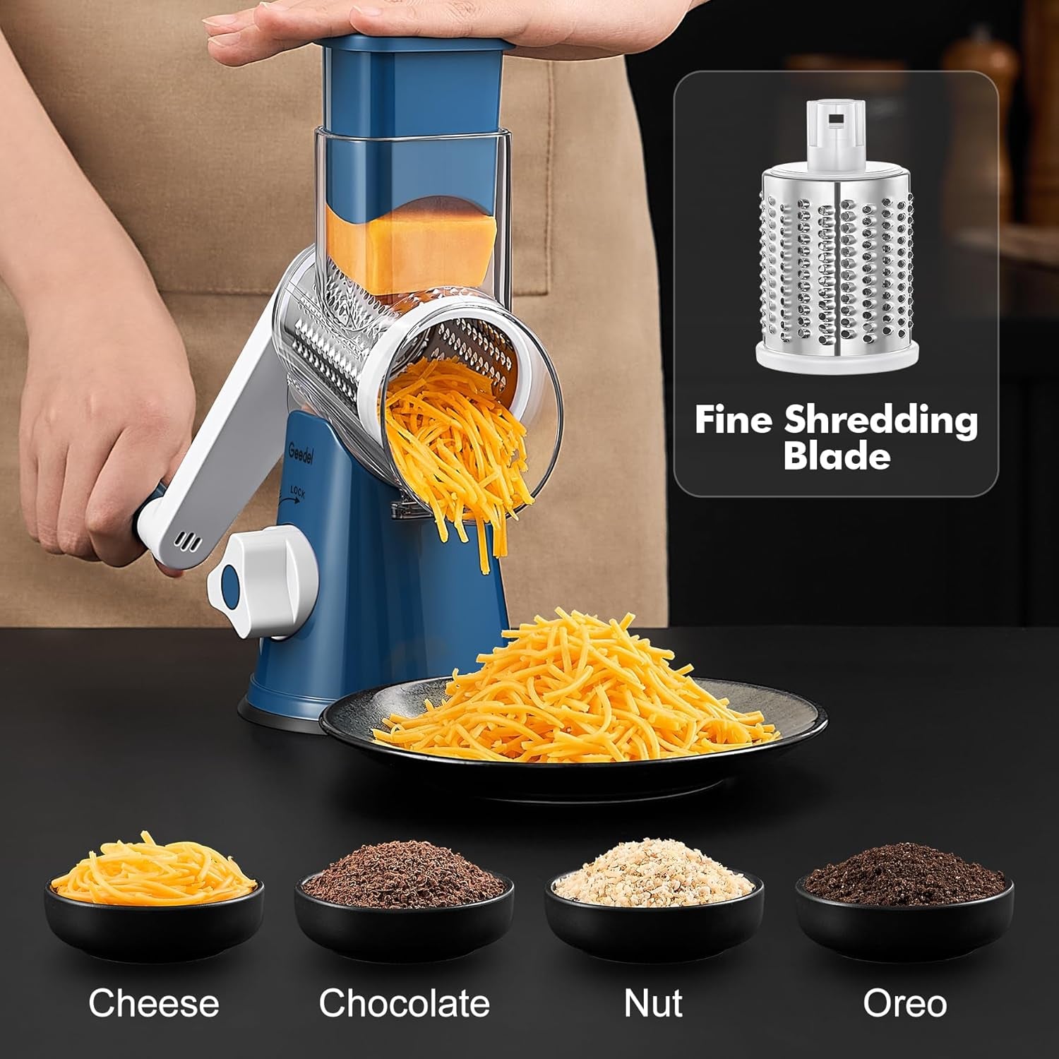 Rotary Cheese Grater Hand Crank, Cheese Shredder Vegetable Slicer