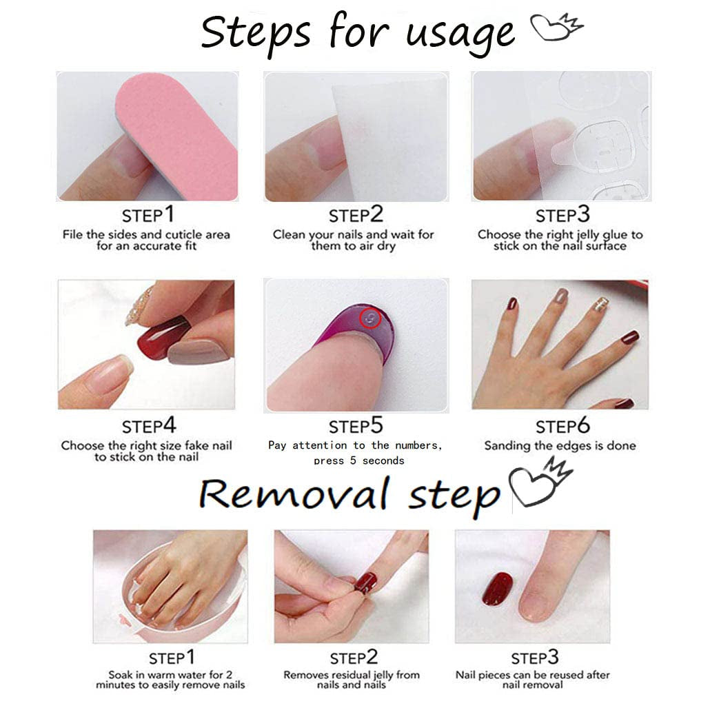 Press on Nails Medium Long Rhinestone Pink Fake Nails Square Bling Glossy 3D Flower False Nail Tips Artificial Nails Finger Manicure for Women and Girls-24Pcs