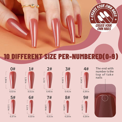 Full Cover Color Press on Coffin Nails, 576Pcs Fake Nail Tips in 24 Colors, Glue on Long Ballerina False Nails