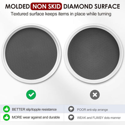 Set of 4, 10 Inch Non-Skid Lazy Susan Organizers - Turntable Rack for Cabinet, Pantry Organization and Storage, Kitchen, Fridge, Bathroom Makeup Vanity Countertop, under Sink Organizing, Spice Rack