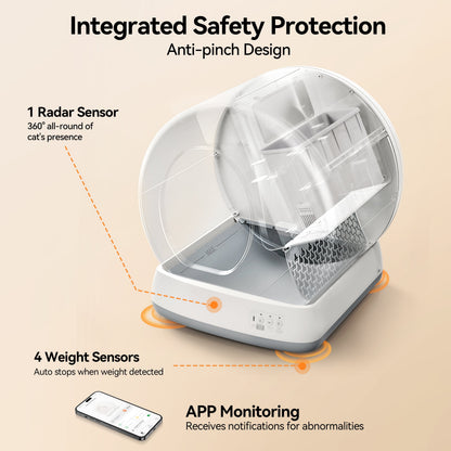Self-Cleaning Cat Litter Box, Automatic Cat Litter Box with APP Control, Safety Sensors, Odor Isolation &amp; Health Monitoring