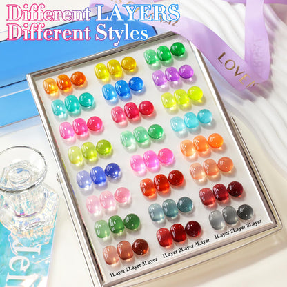 28Pcs 0.5Oz Gel Nail Polish Set Same Color Same Bottle Gel Polish Kit Nail Art Manicure Salon DIY at Home for Women (Neon Jelly Sheer Collection-T24-11)