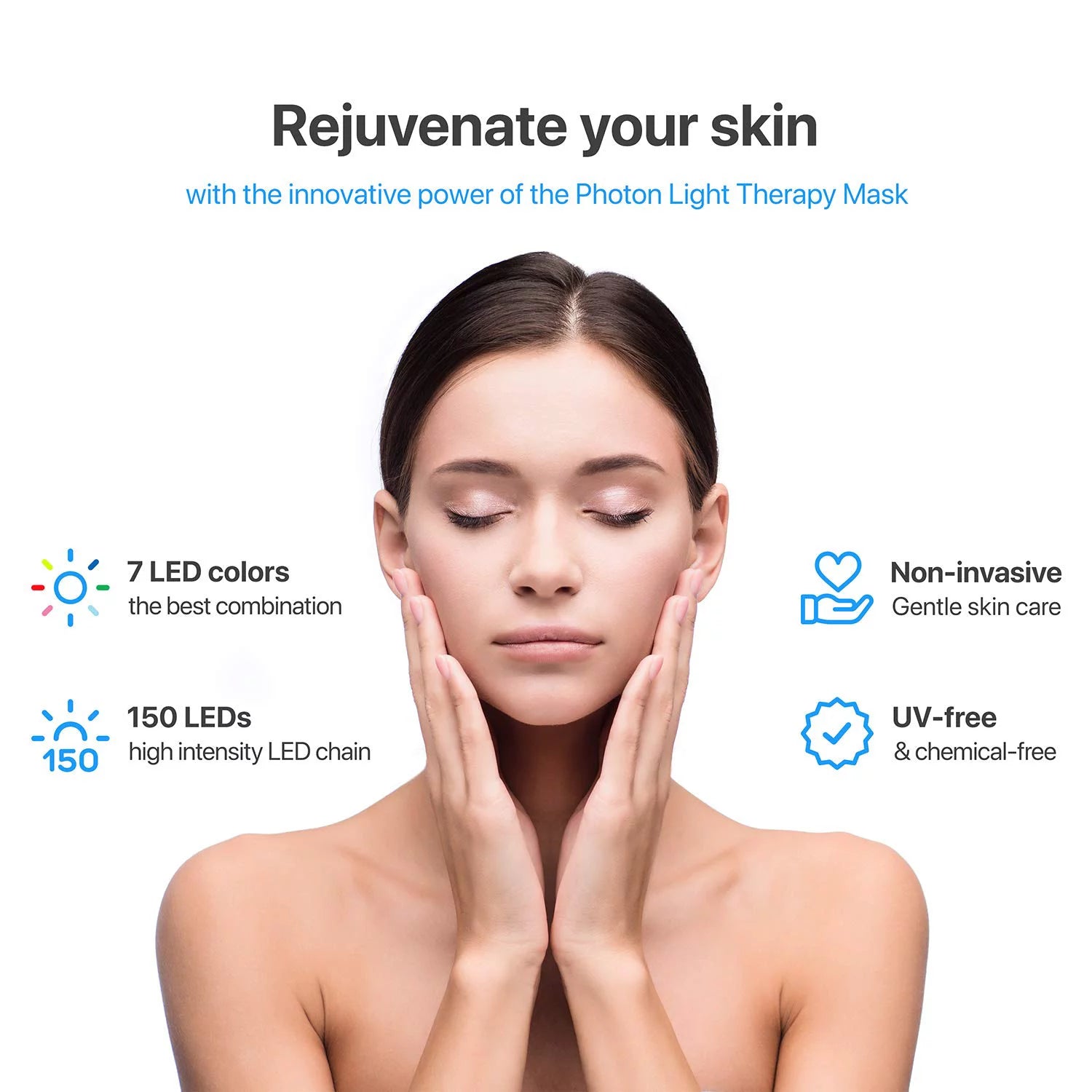 Luma Mask LED Light Therapy Face Mask, 7 Color Modes, Timer &amp; Remote Control, Anti-Aging Skin Treatment for All Skin Types