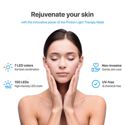 Luma Mask LED Light Therapy Face Mask, 7 Color Modes, Timer &amp; Remote Control, Anti-Aging Skin Treatment for All Skin Types